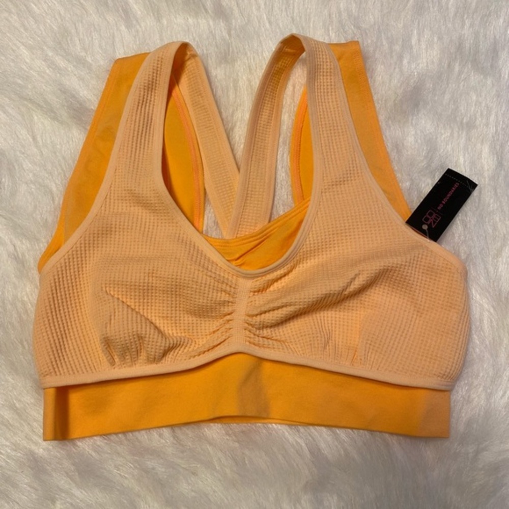 No Boundaries Bra Womens Juniors Size Small Orange Double Strap Bralette